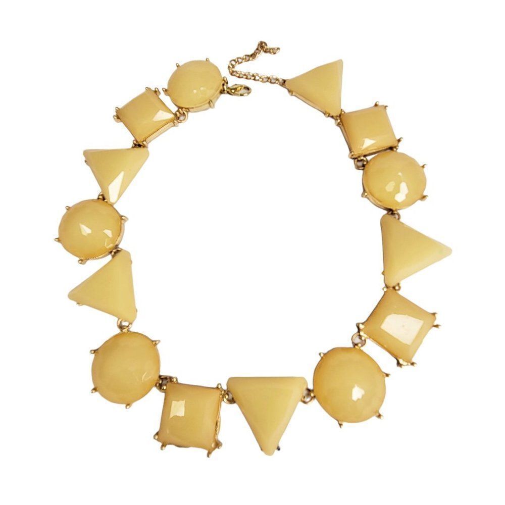 Yellow Necklace, Yellow Stone Cabochon Bib Necklace